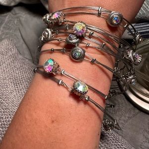 Iridescent Silver Bangles